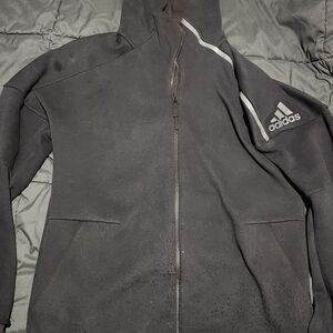 Adidas Black Performance Jacket with Hood and Full Zip
